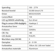 HAWKEYE 2 UFO LED 100W 4000K, 15.000lm, regulable - IP65 opción de sensor v2