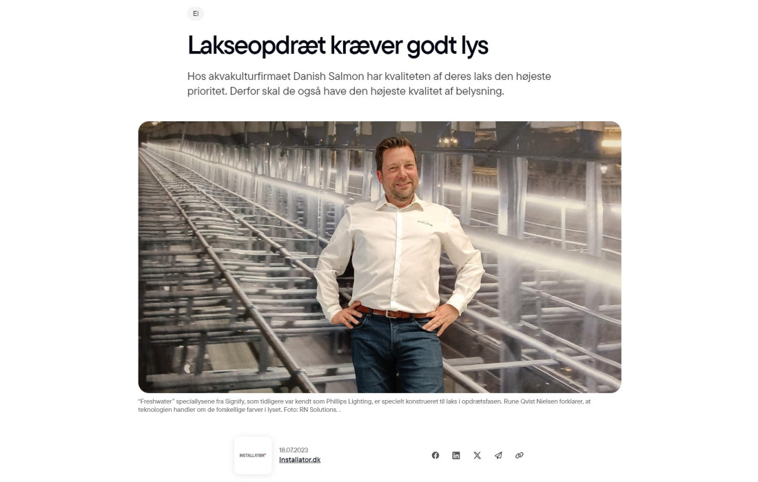 Lakseopdræt kræver godt lys Lakseopdræt kræver godt lys